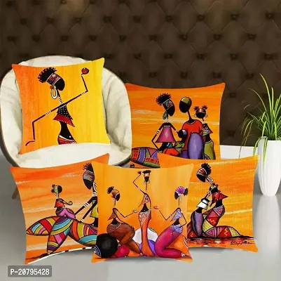 Stylish Multicoloured Jute Cotton Printed Cushion Covers-thumb0