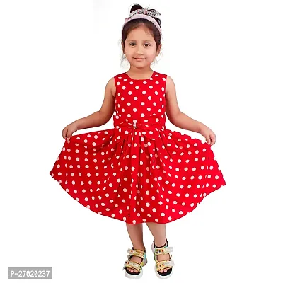 Fabulous Red Crepe Printed Frock For Girls-thumb0