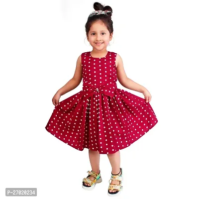 Fabulous Maroon Crepe Printed Frock For Girls