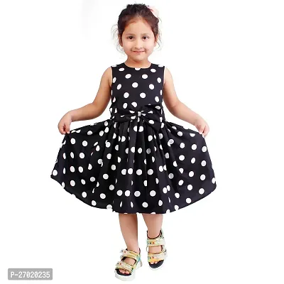 Fabulous Black Crepe Printed Frock For Girls-thumb0