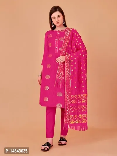 Buy Jiya Presents Khadi Dress Material (Light Grey,Rani) at Amazon.in