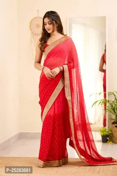 Red Colour Soft Fox Georgette Saree With Sequence – Orgenza Store