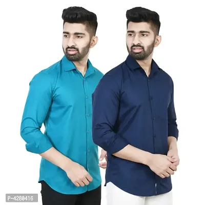 Stylish Cotton Solid Full Sleeves Casual Shirt For Men-thumb0