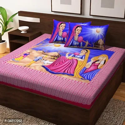 240-Double Bedsheet With Two Pillow Cover King Size Couple print