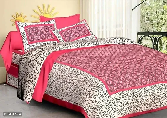 240-Double Bedsheet With Two Pillow Cover King Size Jaipuri Print-thumb0