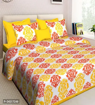 240-Double Bedsheet With Two Pillow Cover King Size Floral Print