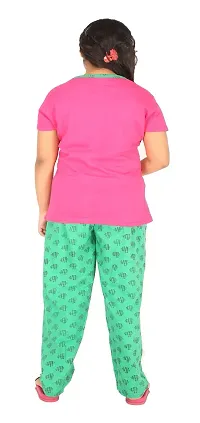 Cute N Tight Kids Girls Half Sleeve  Round Neck T-Shirt  Pyjama Pant Set Look Stylish and Attractive and Comfy For Any Casual Purpose-thumb1