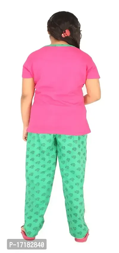 Cute N Tight Kids Girls Half Sleeve  Round Neck T-Shirt  Pyjama Pant Set Look Stylish and Attractive and Comfy For Any Casual Purpose-thumb2
