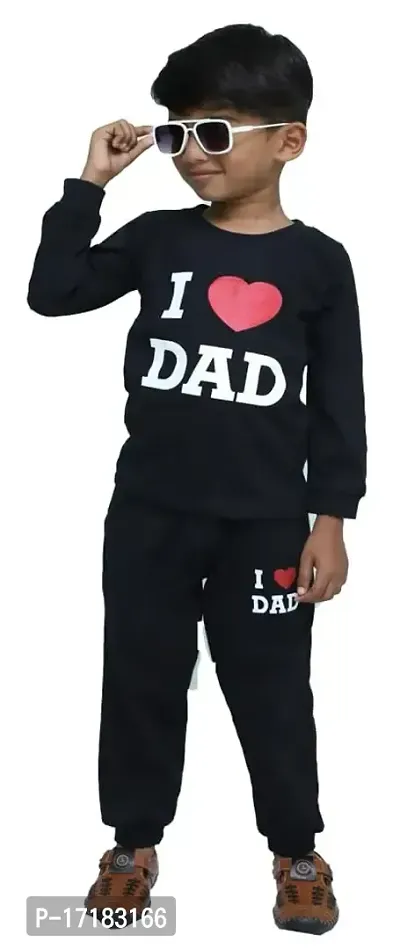 Cute N Tight Kids Boys  Girls Full Sleeve and Round Neck Top  Bottom Set Black Dad Look Stylish and Attractive and Comfy For Any Casual Purpose- 5-6 Y