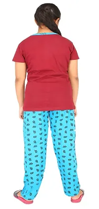 Cute N Tight Kids Girls Half Sleeve  Round Neck T-Shirt  Pyjama Pant Set Look Stylish and Attractive and Comfy For Any Casual Purpose-thumb1