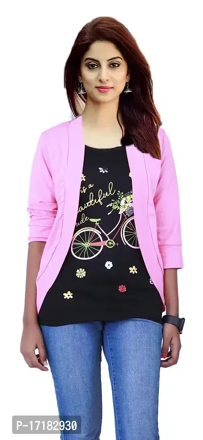 Girls Shrug T-Shirt 3/4Th Sleeve and Round Neck Looks Trendy and Stylish and Festive Purpose