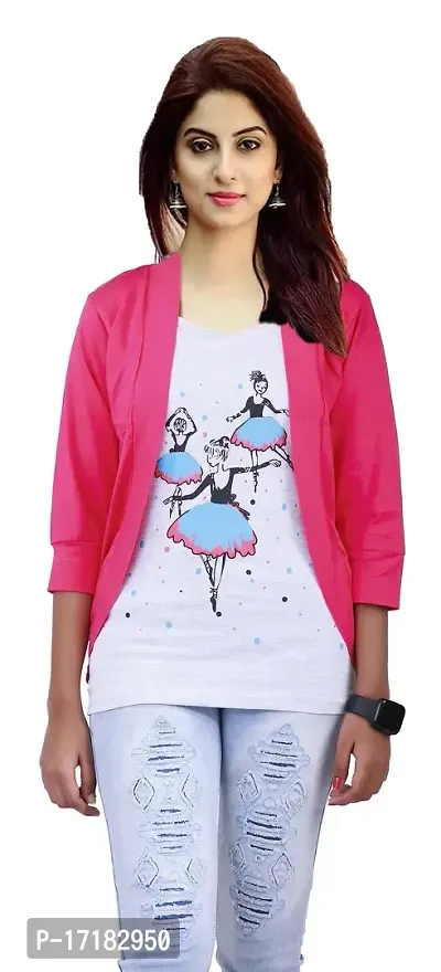 Girls Shrug T-Shirt 3/4Th Sleeve and Round Neck Looks Trendy and Stylish and Festive Purpose-thumb0