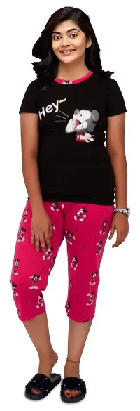 Kids Capri Night Suit Half Sleeve and Pant Set Looks Trendy and Casual Purpose-thumb1