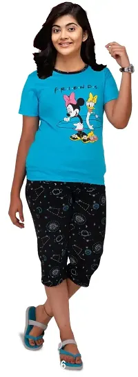 Kids Capri Night Suit Half Sleeve and Pant Set Looks Trendy and Casual Purpose-thumb3