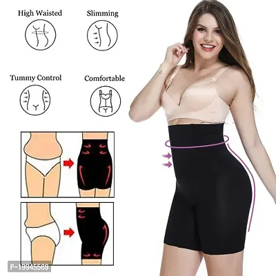 Women Cotton Lycra Tummy Control 4-In-1 Blended High Waist Tummy  Thigh Shapewear-thumb2