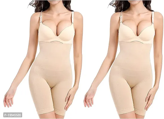 Women Cotton Lycra Tummy Control 4-In-1 Blended High Waist Tummy  Thigh Shapewear Pack Of 2