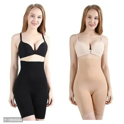 Women Cotton Lycra Tummy Control 4-In-1 Blended High Waist Tummy  Thigh Shapewear Pack Of 2-thumb0