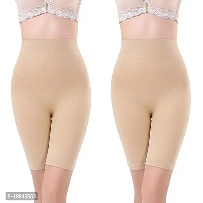 Women Cotton Lycra Tummy Control 4-In-1 Blended High Waist Tummy  Thigh Shapewear Pack Of 2