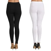 Cotton Lycra Leggings Black White Pack Of 2 Combo Free Size-thumb3