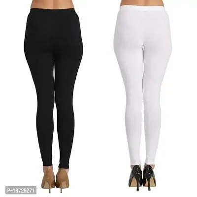 Cotton Lycra Leggings Black White Pack Of 2 Combo Free Size-thumb4