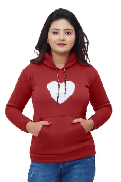 Stylish Women Woolen Hooded Sweatshirt