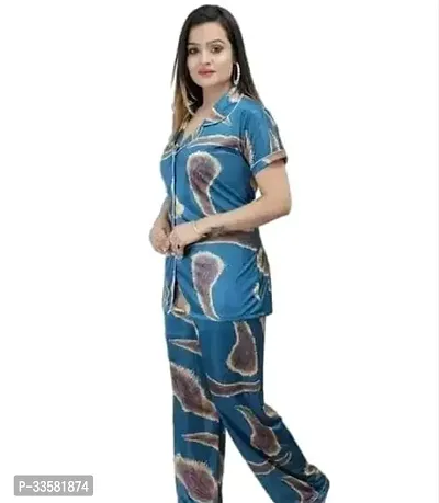 Stylish Satin Top and Bottom Nighty For Women-thumb0