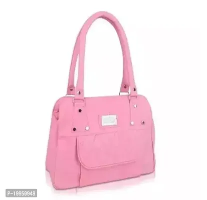 Stylish Pink Leather Solid Handbags For Women-thumb0