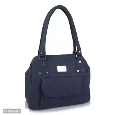 Stylish Navy Blue Leather Solid Handbags For Women-thumb0