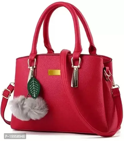 Stylish Red PU Solid Handbags For Women