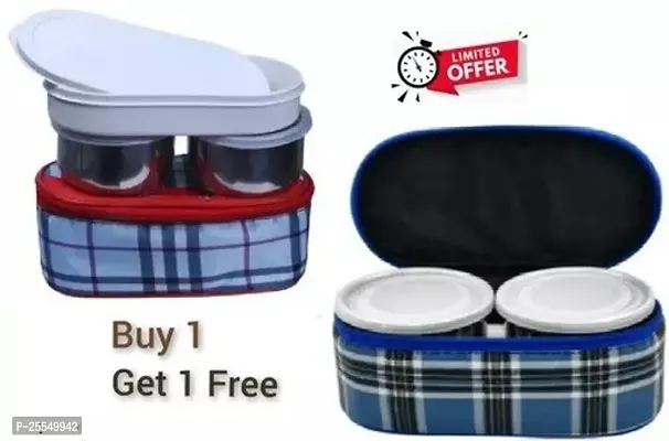 New Stainless Steel Lunch Boxes Pack Of 2-thumb0