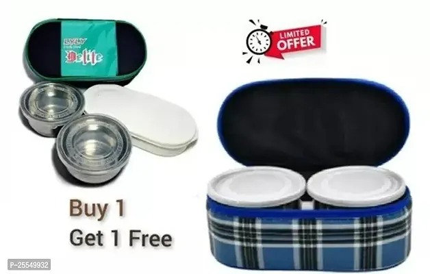 New Stainless Steel Lunch Boxes Pack Of 2-thumb0