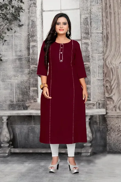 Classic Rayon Solid Kurtas for Women