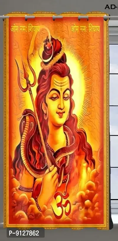 Home Decor Trending God Shiv Ji 3D Digital Curtain In 7 Ft Comes With Pack Of 1
