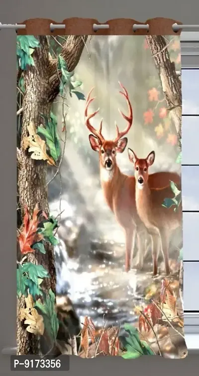 Delite Home Decor Trending deer  3D digital curtain in 7 ft comes with pack of 1