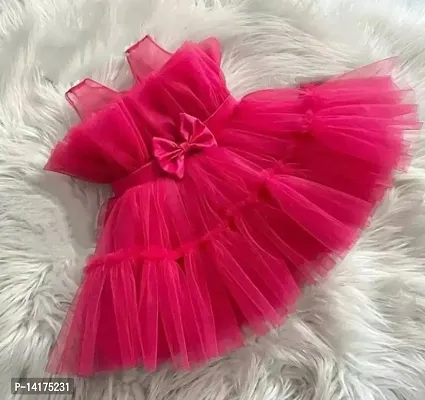 Pink Net Dress For Girls-thumb0