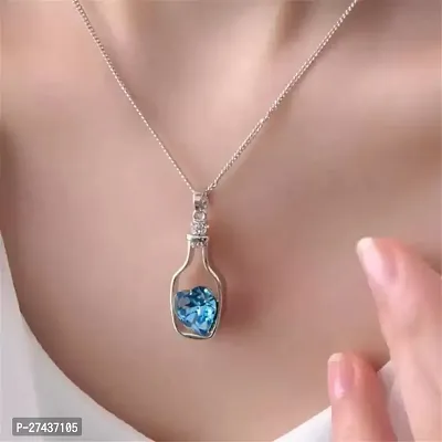 Shimmering Blue Metal  Pendant With Chain For Women-thumb0