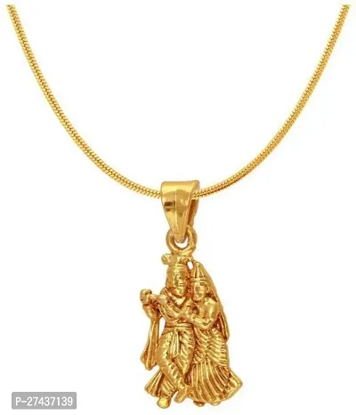 Shimmering Golden Copper  Pendant With Chain For Women