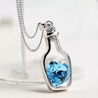 Shimmering Blue Metal  Pendant With Chain For Women-thumb1