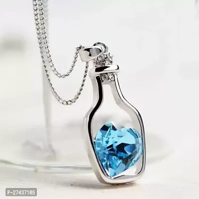 Shimmering Blue Metal  Pendant With Chain For Women-thumb2