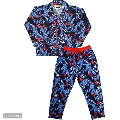 SHOPMOZO Unisex Multicolored  Pure Cotton Long Sleeve Night Suit for Boys and Girls Pajama Top Combo Set (SM-001064UNISEXSWPT)-thumb0