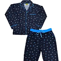 Unisex Cotton Long Sleeve kids Nightwear/Nightdress/Sleepsuit/Sleepwear/Night Suit for Boys and Girls Pajama Top Combo Set-thumb2