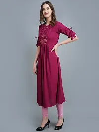 Elegant Purple Viscose Rayon Embroidered A-Line Kurta For Women-thumb2