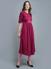 Elegant Purple Viscose Rayon Embroidered A-Line Kurta For Women-thumb3