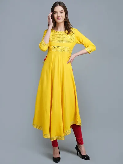 Elegant Viscose Rayon Embroidered Anarkali Kurta For Women