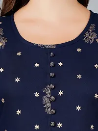 Elegant Navy Blue Viscose Rayon Printed Flared Kurta For Women-thumb2