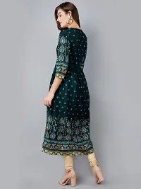 Elegant Green Viscose Rayon Printed Flared Kurta For Women-thumb1