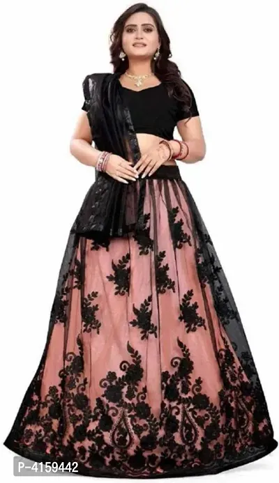 Black lehenga with floral embroidery – Ricco India