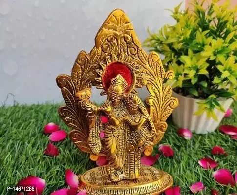 Classic  Radha Krishna Under Kadam Tree .Showpiece and Gift For Home Deacor And Office ( 15 Cm .Gold )