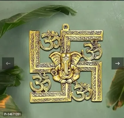 Classic Ganesh With Swastik And Om Wall Hanging