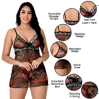Fihana, Net Lace Spandex Women's Babydoll Nightwear Lingerie Robe Gown for Girls  Women, Multicolor, Fits Well for Small to 3XL Plus Size.-thumb2